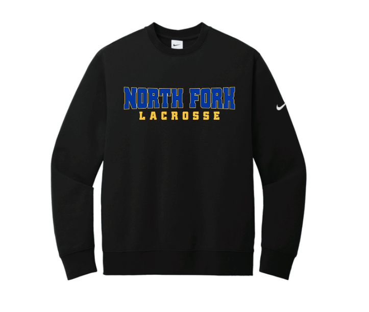 North Fork Lacrosse Nike Club Fleece Crew - BLACK