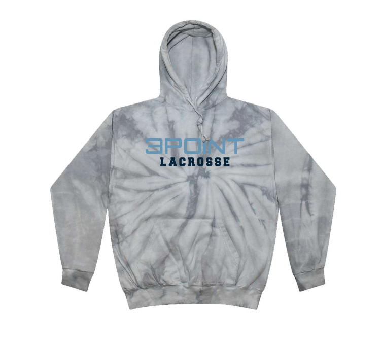 3 Point Lacrosse Tie-Dyed Hooded Sweatshirt - GRAY