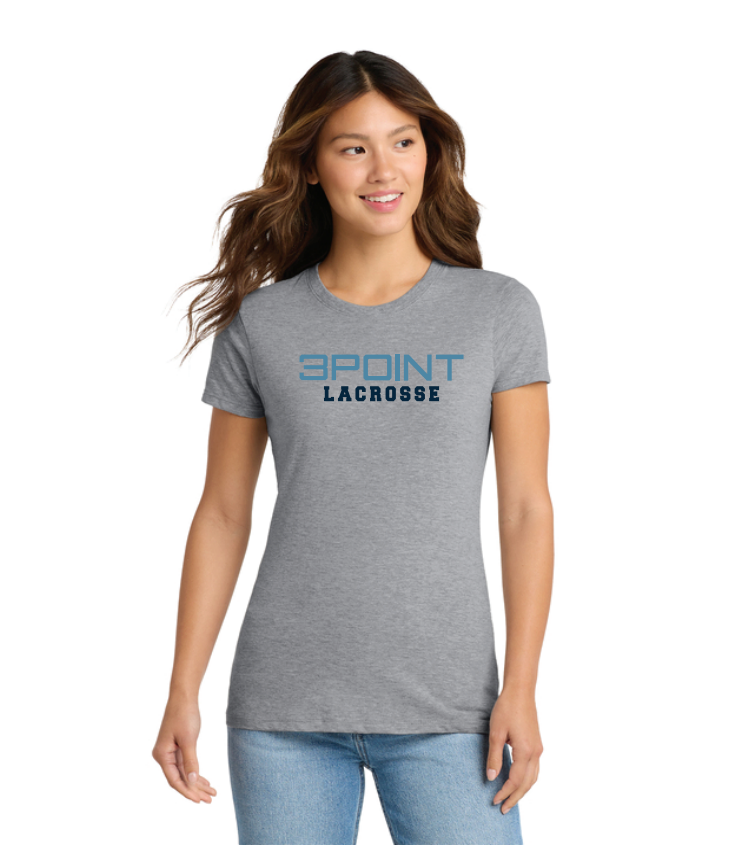 3 Point Lacrosse Port & Company® Women's Core Cotton Tee - GRAY