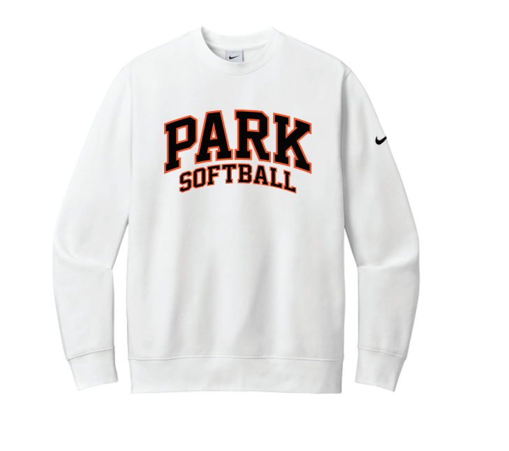 SLP Softball Nike Club Fleece Sleeve Swoosh Crew - WHITE