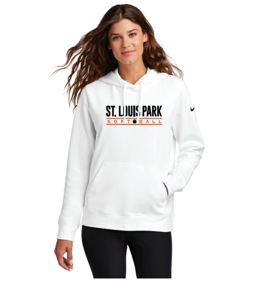 SLP Softball Nike Women's Club Fleece Sleeve Swoosh Pullover Hoodie - WHITE