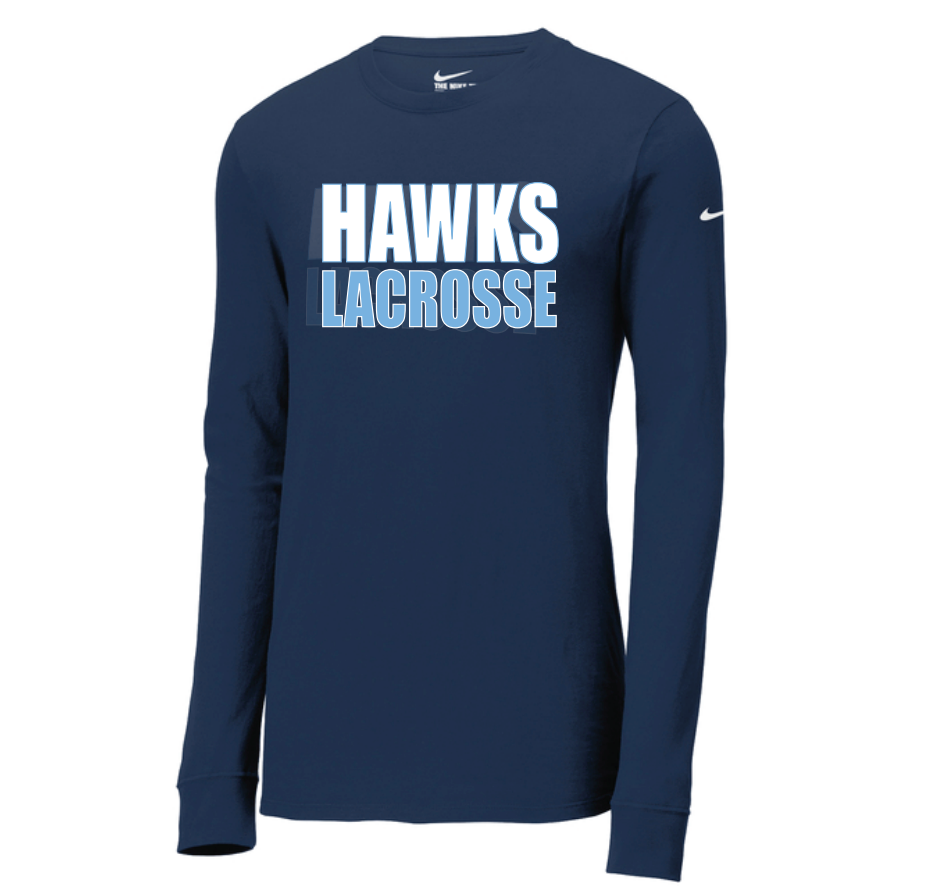 Hardin Valley Lacrosse Nike Dri-FIT Cotton/Poly Long Sleeve Tee - NAVY