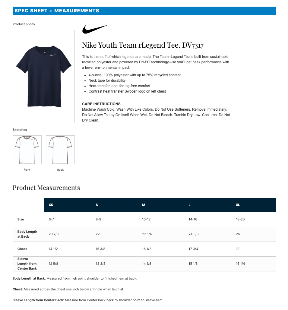 Bloomington YOUTH/ADULT Nike Women's Team rLegend Tee - NAVY