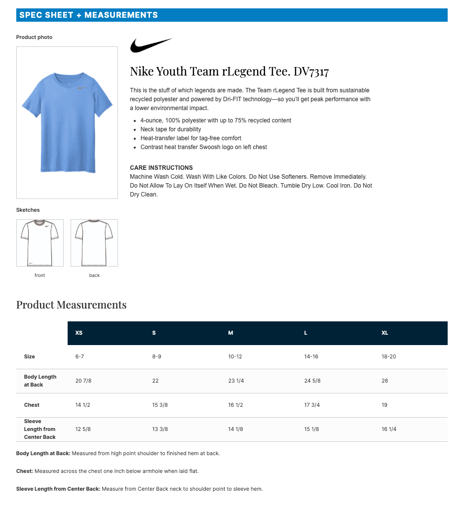 Bloomington YOUTH/ADULT Nike Women's Team rLegend Tee - VALOR BLUE