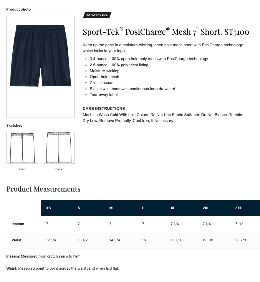 Hopkins Football Sport-Tek® PosiCharge® Mesh 7” Short - ROYAL