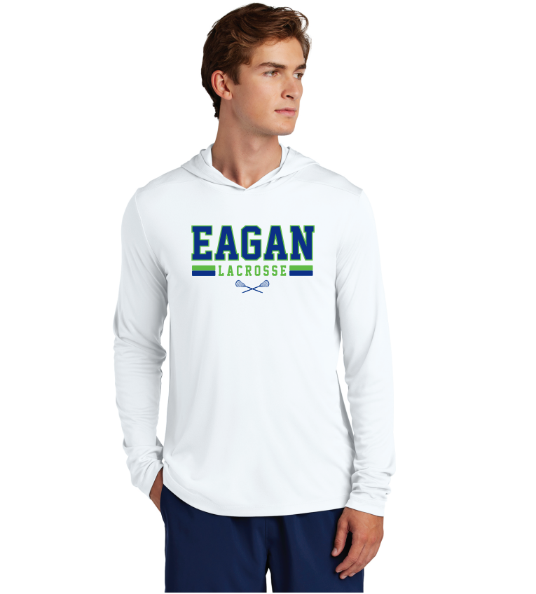 Eagan Lacrosse Men's Sport-Tek® Posi-UV® Pro Long Sleeve Hoodie - WHITE