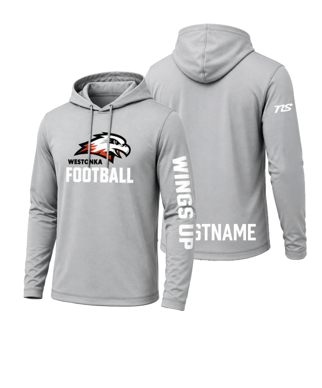 Westonka Football Sublimated Hooded Long Sleeve Shirt - SILVER