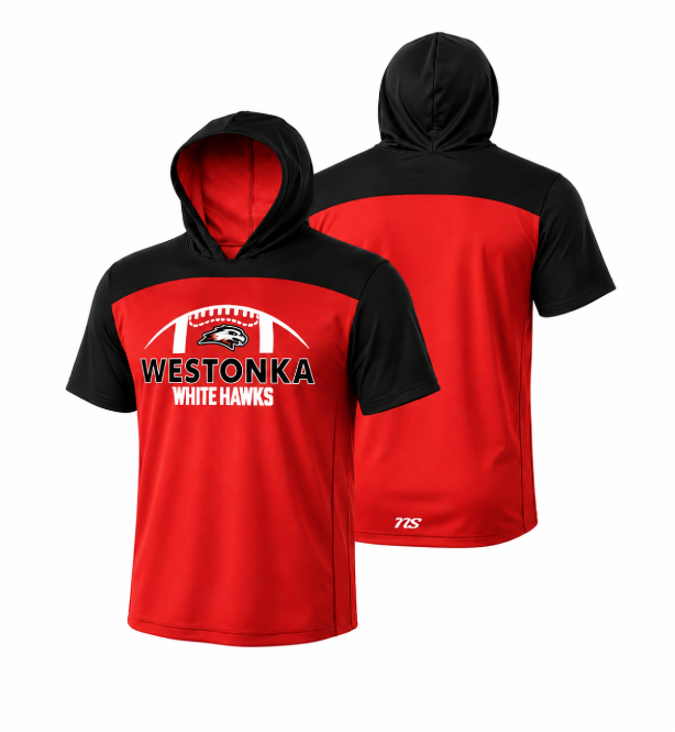 Westonka Football Sublimated Hooded Tshirt - Red/Black