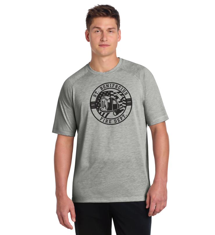 St. Bonifacius Fire Sport-Tek PosiCharge Tri-Blend Wicking Raglan Tee - HEATHER GREY