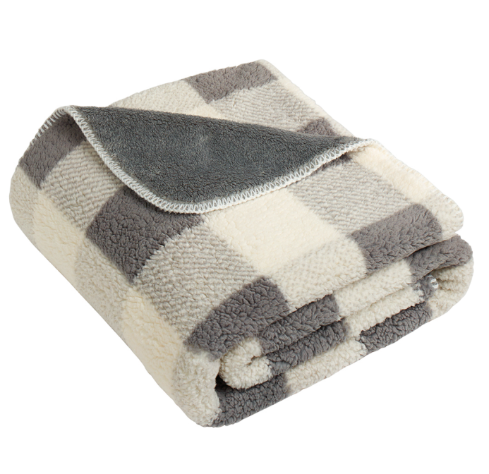 St. Bonifacius Fire Port Authority® Double-Sided Sherpa/Plush Blanket - GREY/WHITE