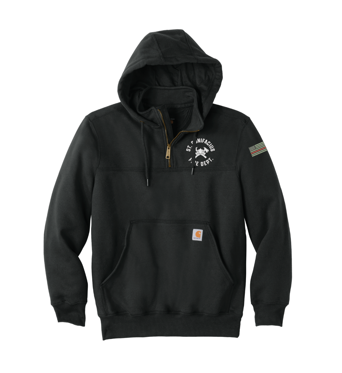 St. Bonifacius Fire Carhartt® Rain Defender® Paxton Heavyweight Hooded Zip Mock Sweatshirt - BLACK