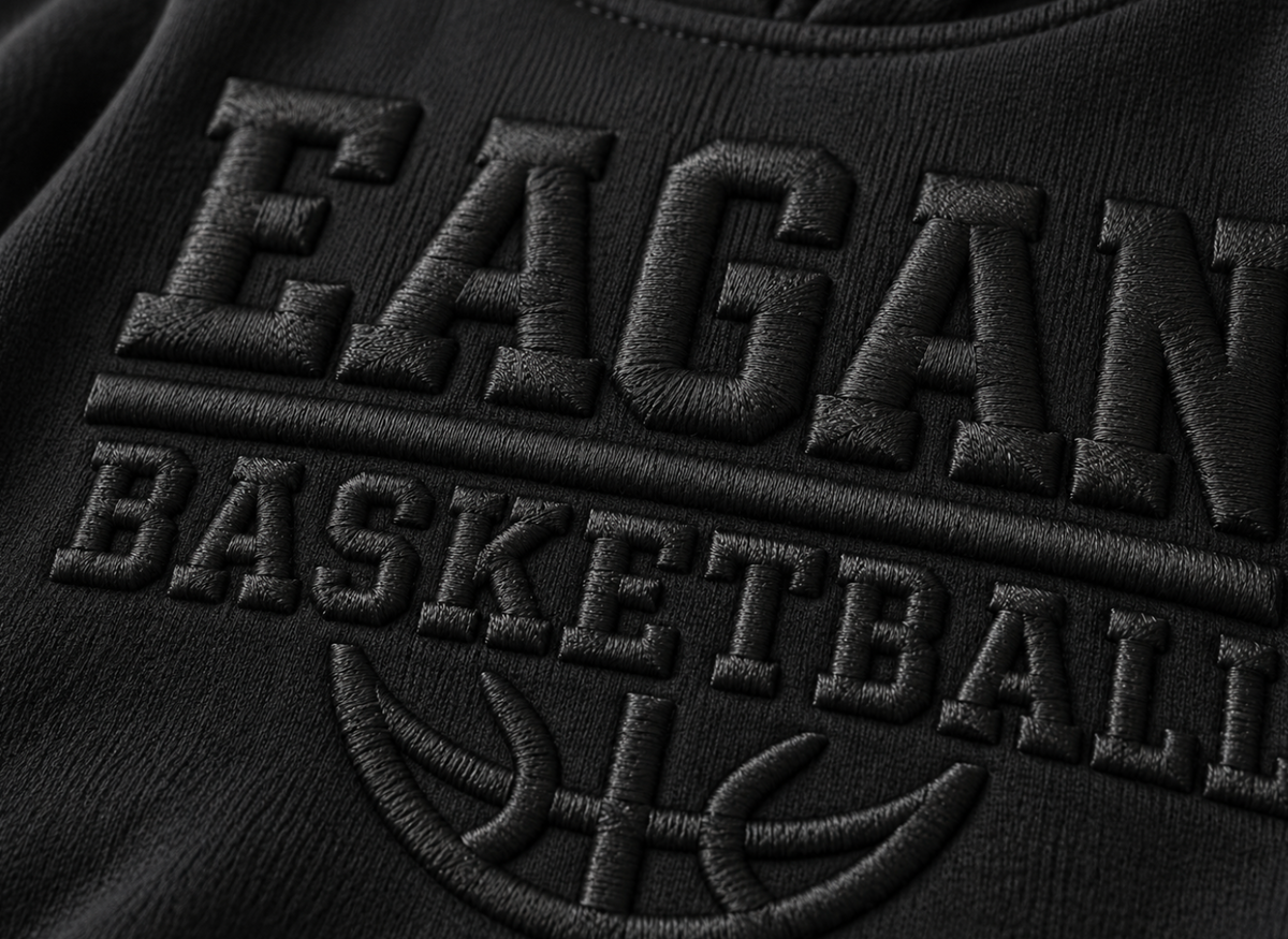 Eagan Basketball UNRL Crossover Hoodie II *3D PUFF EMBROIDERY* - BLACK on BLACK