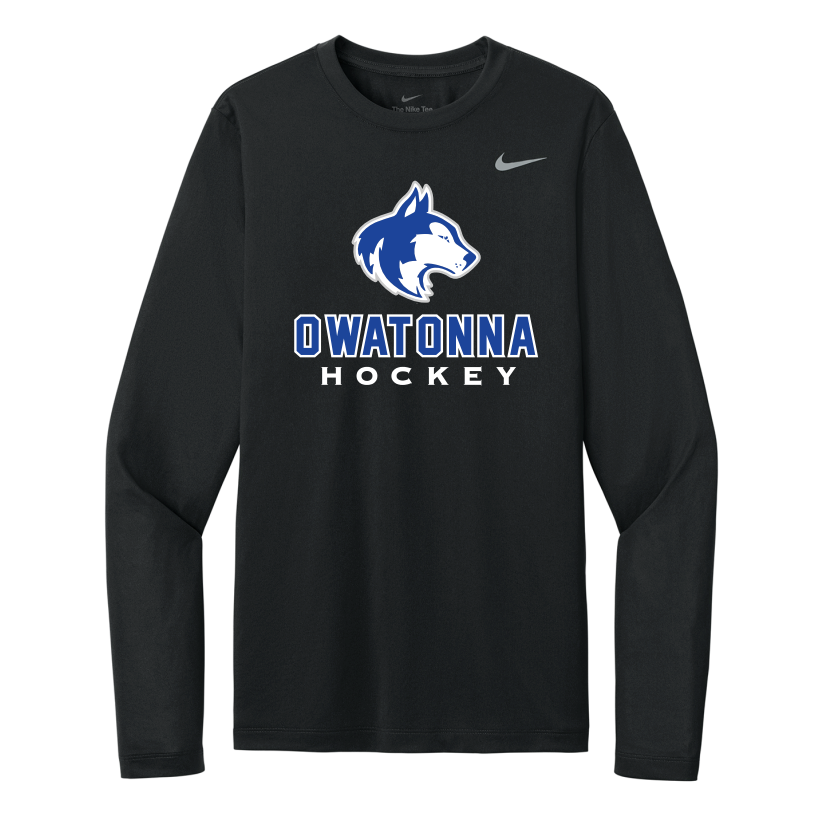 Owatonna Hockey Nike Team rLegend Long Sleeve Tee - BLACK
