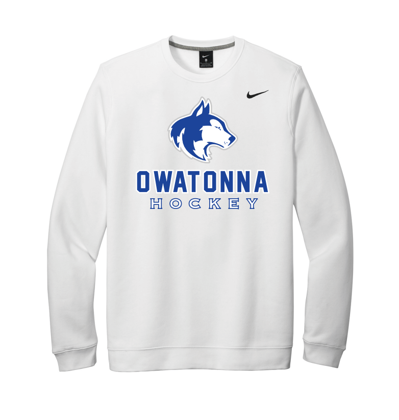Owatonna Hockey Nike Club Fleece Crew - WHITE