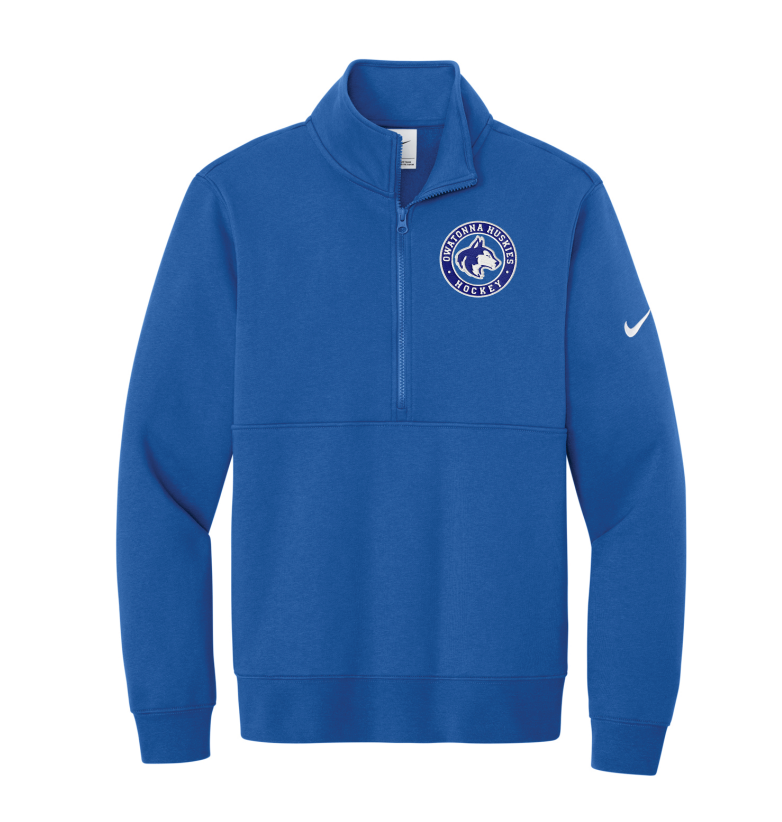 Owatonna Hockey Nike Club Fleece Sleeve Swoosh 1/2-Zip - BLUE