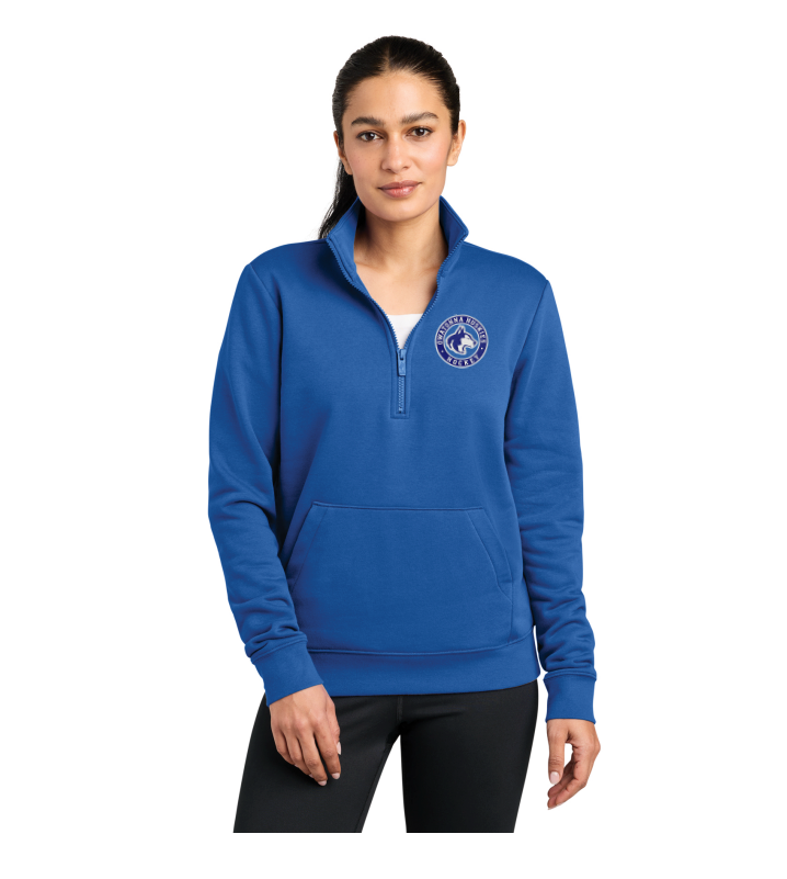 Owatonna Hockey Nike Women's Club Fleece Sleeve Swoosh 1/2-Zip - BLUE