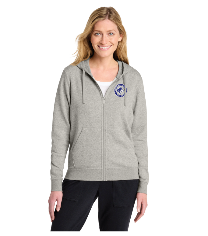 Owatonna Hockey Nike WOMENS Club Fleece Sleeve Swoosh Full-Zip Hoodie - GREY HEATHER