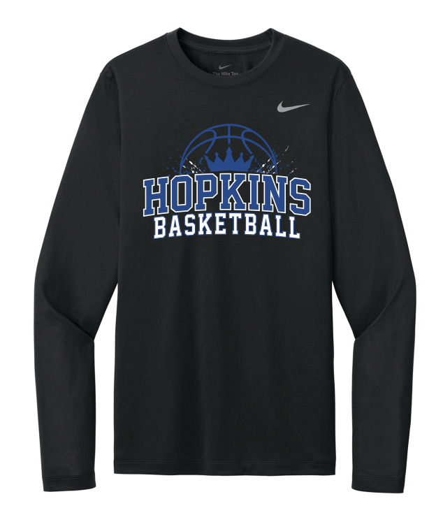 Hopkins Basketball Nike Team rLegend Long Sleeve Tee - BLACK