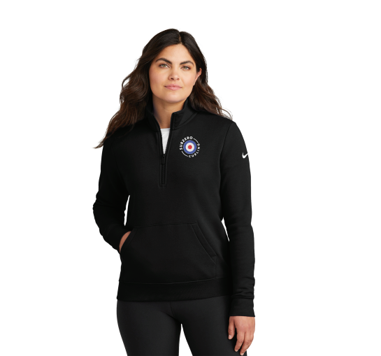 Subzero Curling Nike Women's Club Fleece Sleeve Swoosh 1/2-Zip - BLACK