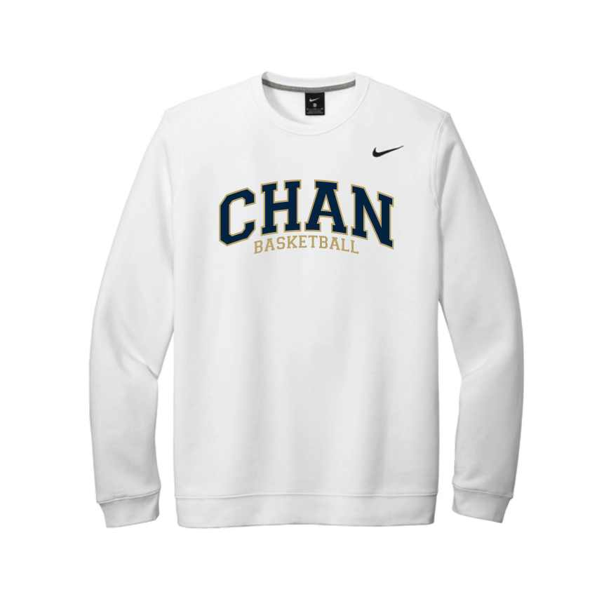 Chanhassen Basketball Nike Club Fleece Crew - WHITE
