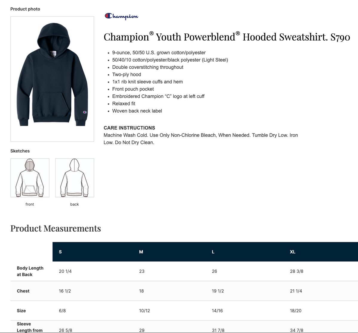 Chanhassen Basketball Champion® Powerblend® Pullover Hoodie - NAVY