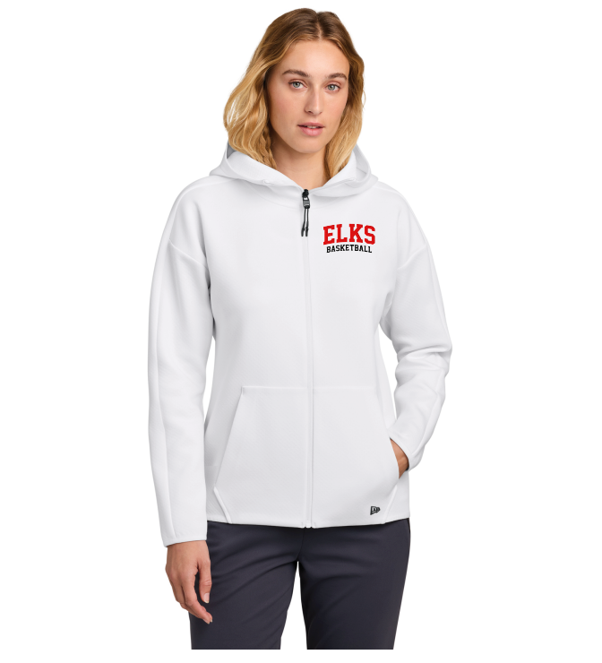 Elk River Basketball New Era® Women’s Double Back Full-Zip Hoodie - WHITE