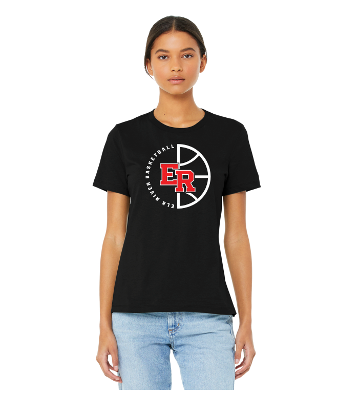 Elk river Basketball BELLA+CANVAS® Women’s Relaxed Jersey Short Sleeve Tee - BLACK