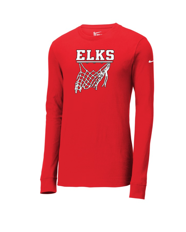 Elk RIver Basketball Nike Dri-FIT Cotton/Poly Long Sleeve Tee - RED