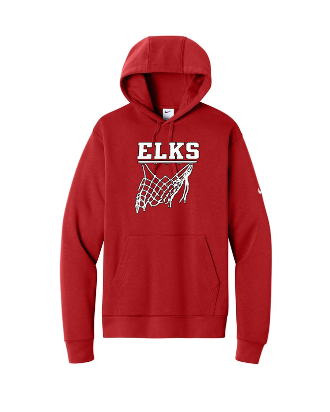 Elk River Basketball Nike Club Fleece Sleeve Swoosh Pullover Hoodie - RED