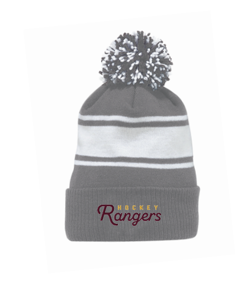 Forest Lake Hockey CCM Team Fleece Pom Knit Hat - GREY/WHITE