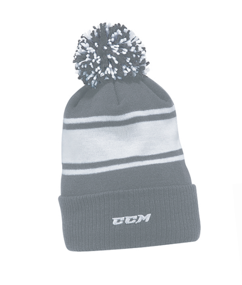 Forest Lake Hockey CCM Team Fleece Pom Knit Hat - GREY/WHITE