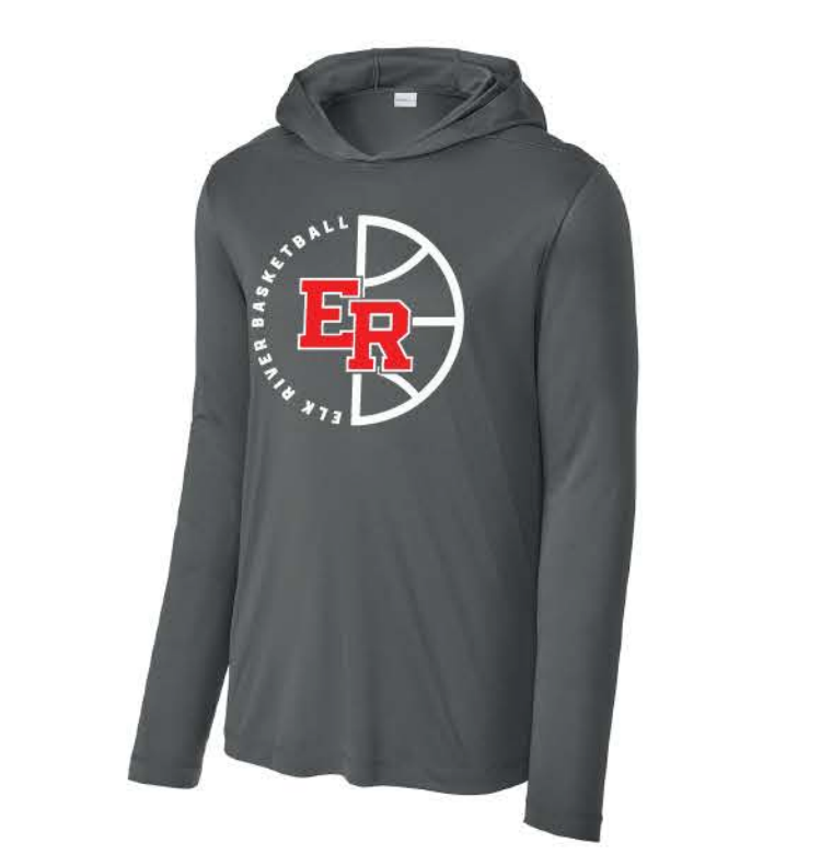 Elk River Basketball Sport-Tek® Posi-UV® Pro Long Sleeve Hoodie - DARK GREY