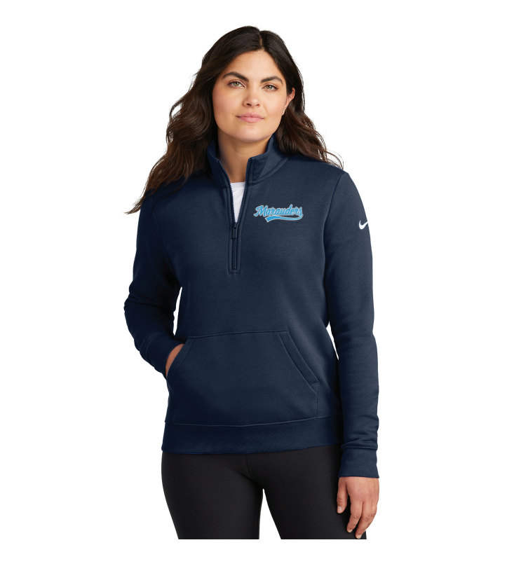 Roseville Mahtomedi Hockey Nike Women's Club Fleece Sleeve Swoosh 1/2-Zip - NAVY