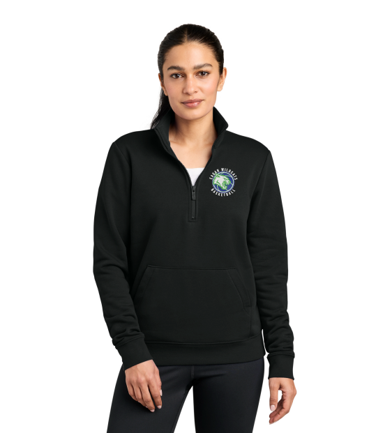 EAGAN COACH Nike Women's Club Fleece Sleeve Swoosh 1/2-Zip - BLACK