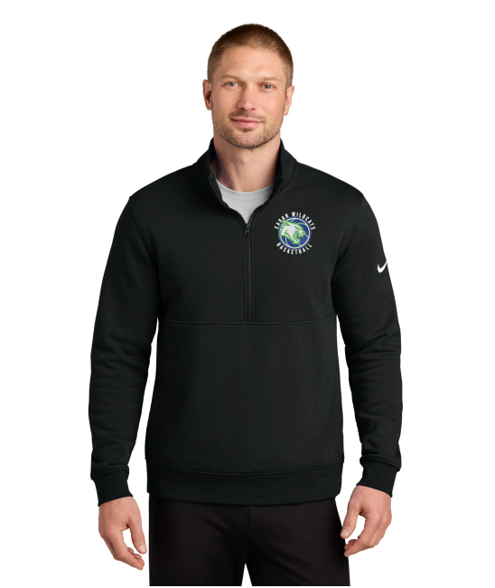 EAGAN COACH Nike Club Fleece Sleeve Swoosh 1/2-Zip -BLACK