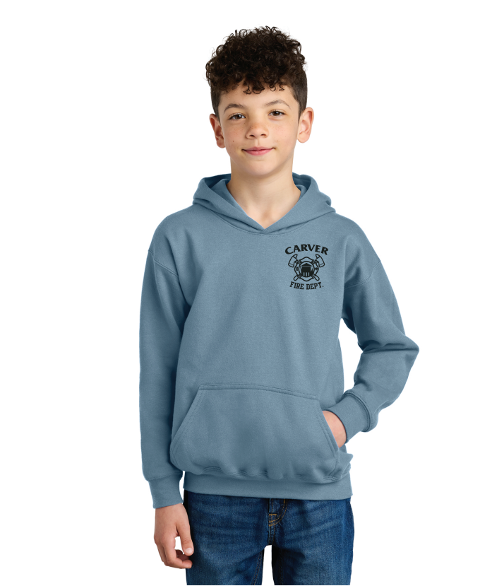 Carver Fire Gildan® Youth Softstyle® Midweight Fleece Hoodie (STACKED TEXT BACK)