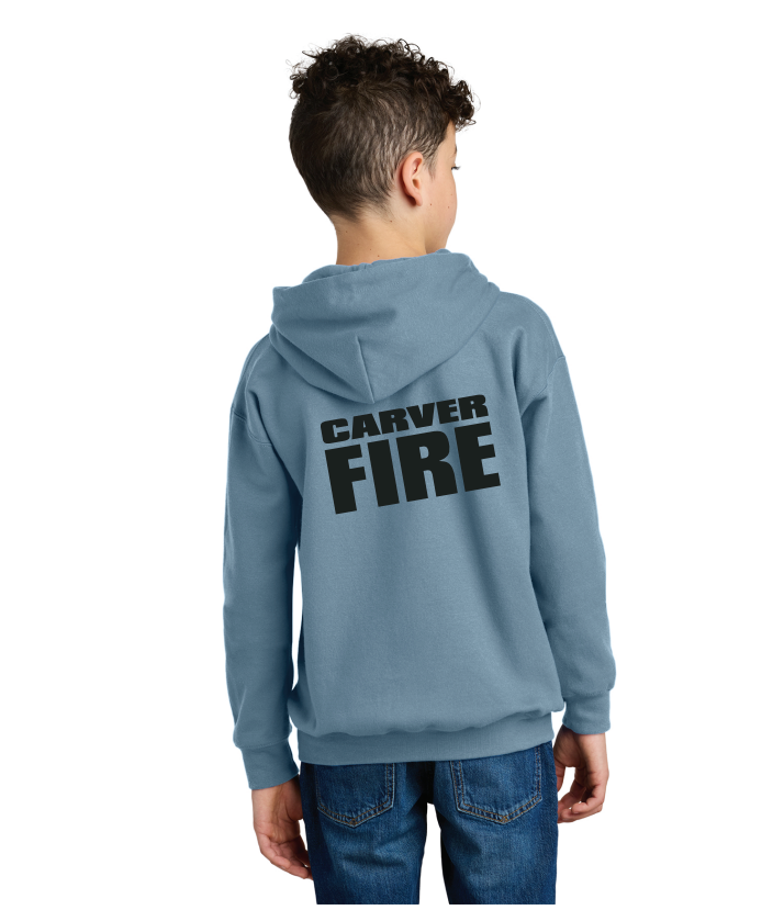 Carver Fire Gildan® Youth Softstyle® Midweight Fleece Hoodie (STACKED TEXT BACK)