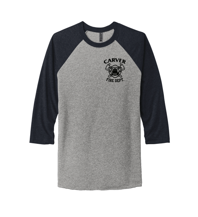 Carver Fire Next Level Apparel® Adult Tri-Blend 3/4-Sleeve Raglan Tee (STACKED TEXT BACK)