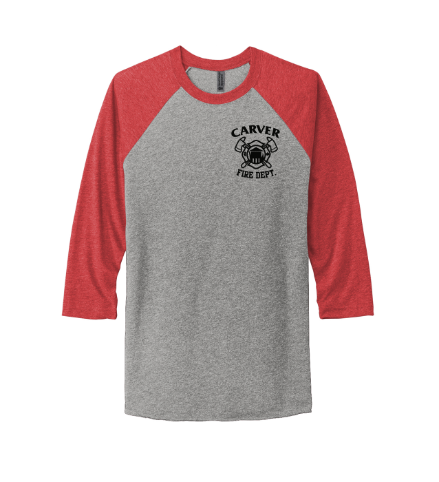 Carver Fire Next Level Apparel® Adult Tri-Blend 3/4-Sleeve Raglan Tee (STACKED TEXT BACK)