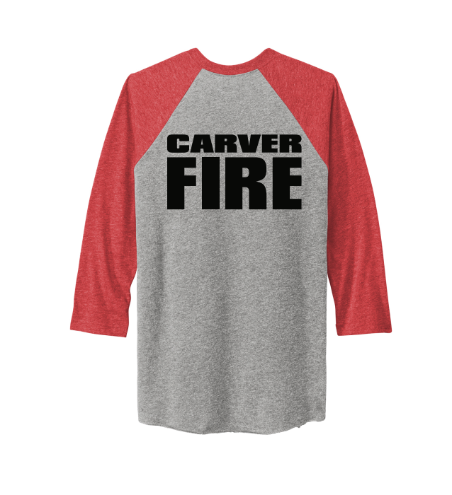 Carver Fire Next Level Apparel® Adult Tri-Blend 3/4-Sleeve Raglan Tee (STACKED TEXT BACK)