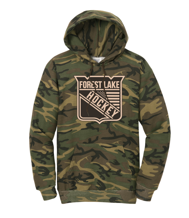 Forest Lake Hockey Port & Co® Core Fleece Camo Pullover Hooded Sweatshirt