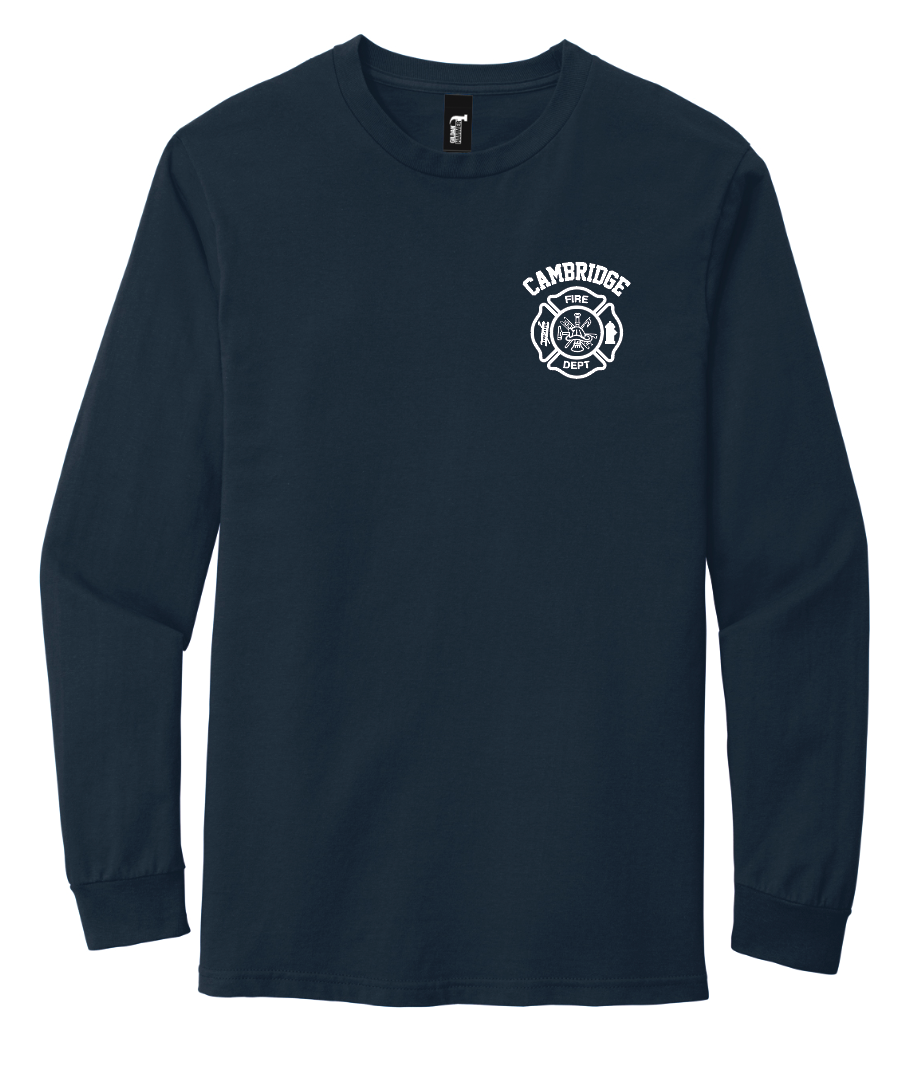 *FIREFIGHTERS ONLY* Cambridge Fire Dpt. DryBlend® Long Sleeve T-Shirt - NAVY