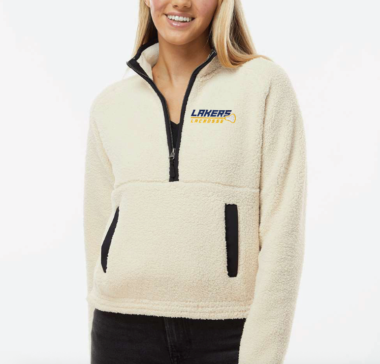 Prior Lake Lacrosse Boxercraft Women's Everest Half-Zip Pullover - NATURAL/BLACK