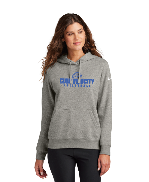 Club Velocity Nike Women's Club Fleece Sleeve Swoosh Pullover Hoodie - GREY