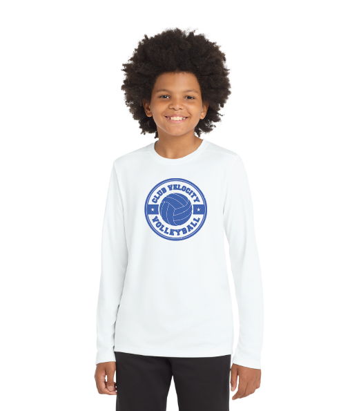 Club Velocity Sport-Tek® Youth UNISEX Posi-UV® Pro Long Sleeve Tee - WHITE