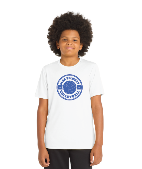 Club Velocity Sport-Tek® Youth UNISEX Posi-UV® Pro Tee - WHITE
