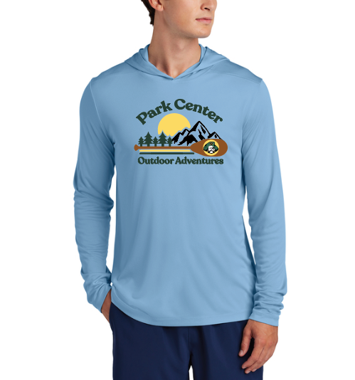 Park Center Outdoor Adventures Mountain Sport-Tek® Posi-UV® Pro Long Sleeve Hoodie - LIGHT BLUE