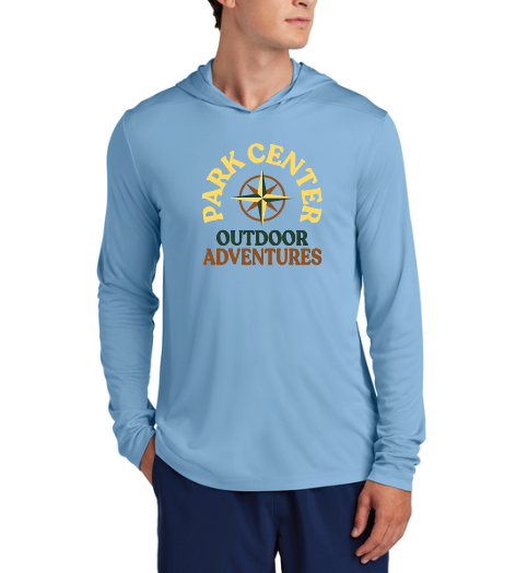 Park Center Outdoor Adventures Compass Sport-Tek® Posi-UV® Pro Long Sleeve Hoodie - LIGHT BLUE