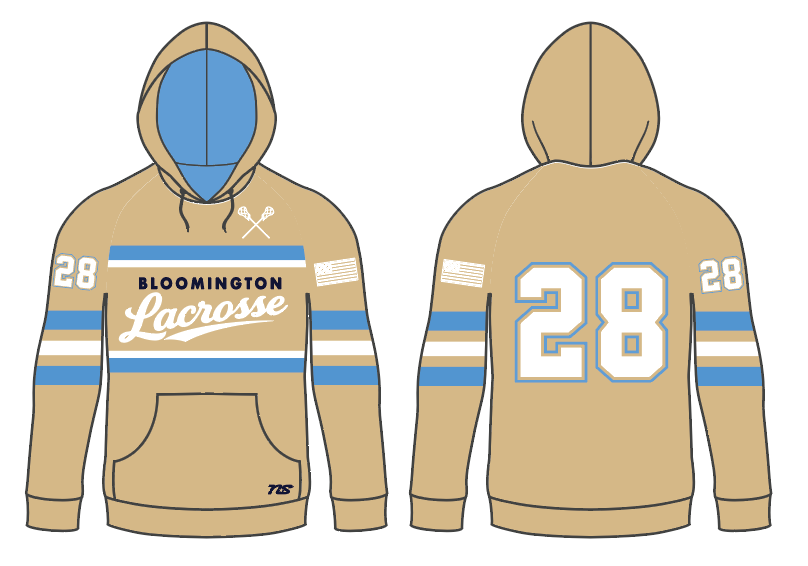 Bloomington Lacrosse YOUTH/ADULT SUBLIMATED HOODIE - TAN