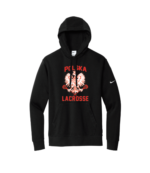 Poland Lacrosse Nike Club Fleece Sleeve Swoosh Pullover Hoodie - BLACK